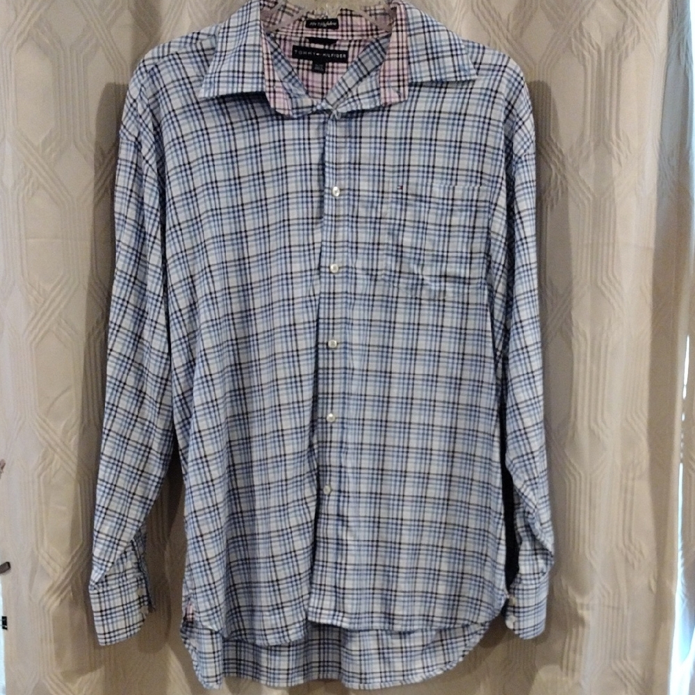Tommy Hilfiger Blue and White Checkered Shirt